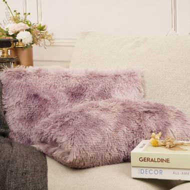 Purple faux fur discount pillows